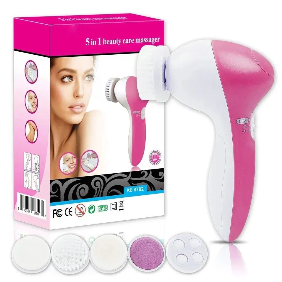 5-in-1 Electric Facial Cleansing Brush with 2 Speeds
