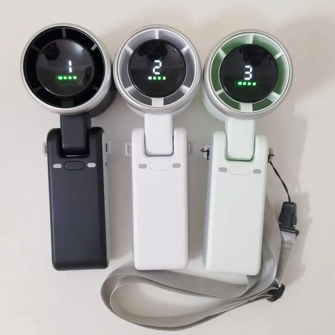 Foldable Handheld Turbo Fan with LED Display, USB Rechargeable