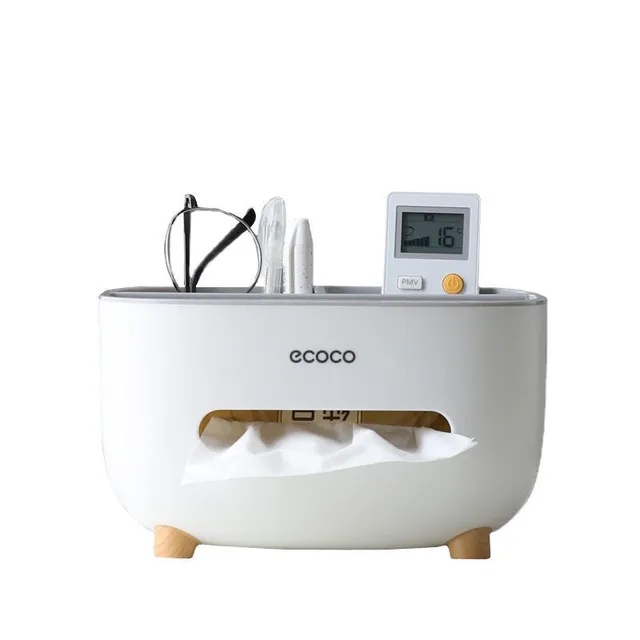 Ecoco Tissue Box & Remote Organiser with Storage Compartments
