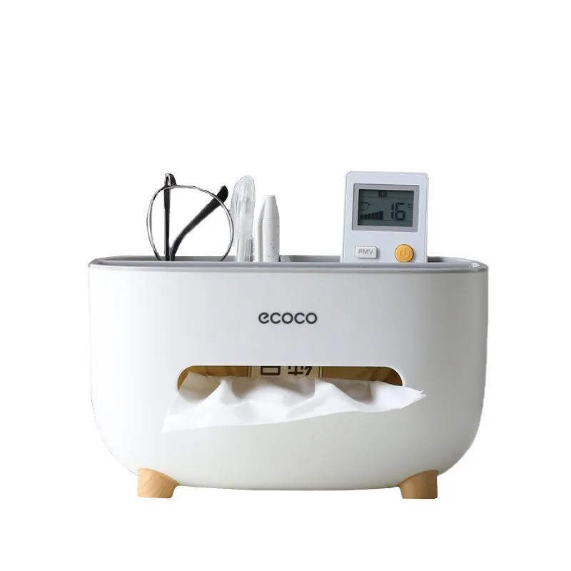 Ecoco Tissue Box & Remote Organiser with Storage Compartments