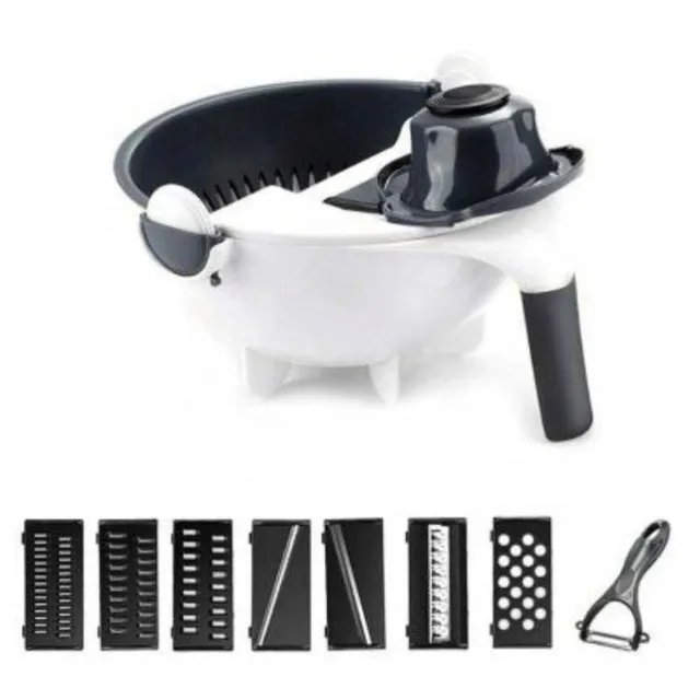 9-in-1 Vegetable Cutter & Grater with Drain Basket
