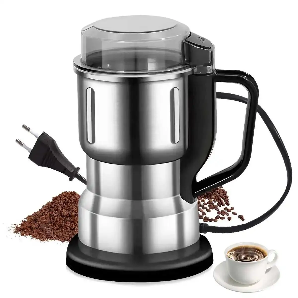 500ml Stainless Steel Electric Spice & Coffee Grinder with Handle