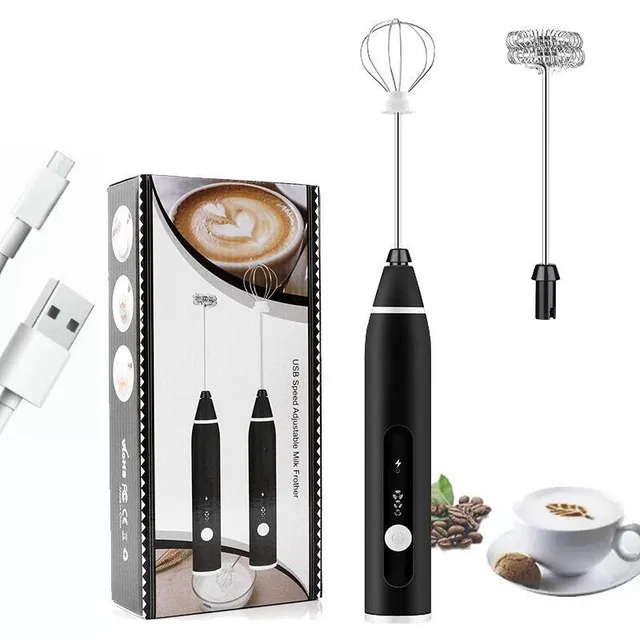 Rechargeable Handheld Milk Frother & Egg Beater with 2 Whisks, USB